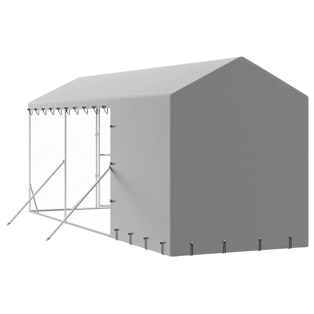 Cuccia Cani da Esterno Tetto Argento 2x6x2,5 m Acciaio Zincato 3190491