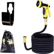Serpentino estensibile per giardino - Tubo di gomma flessibile con 9 funzionalità spaziatore - Connettori a messing - Appoggio tubo - Borsa di stoccaggio - 150FT/45M