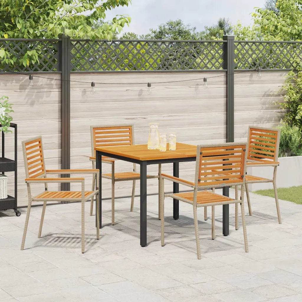 Set da Pranzo per Giardino 5 pcs Beige e Marrone polyrattan