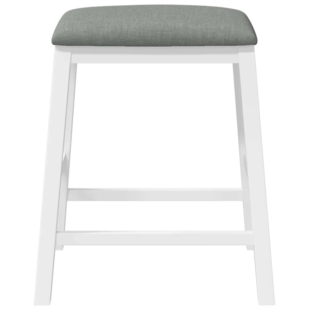 vidaXL Sedie da Bar con Cuscini 2 pz Bianco Legno Massello di Hevea