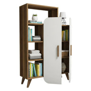 Credenza Tormalina, Buffet da soggiorno, Madia da salotto, Dispensa da cucina, 90x32h132 cm, Noce e Bianco