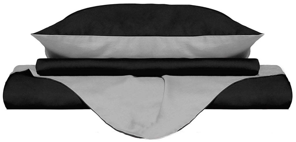 Copripiumino con Sacco e Federe Doubleface Nero/Grigio Chiaro Matrimoniale