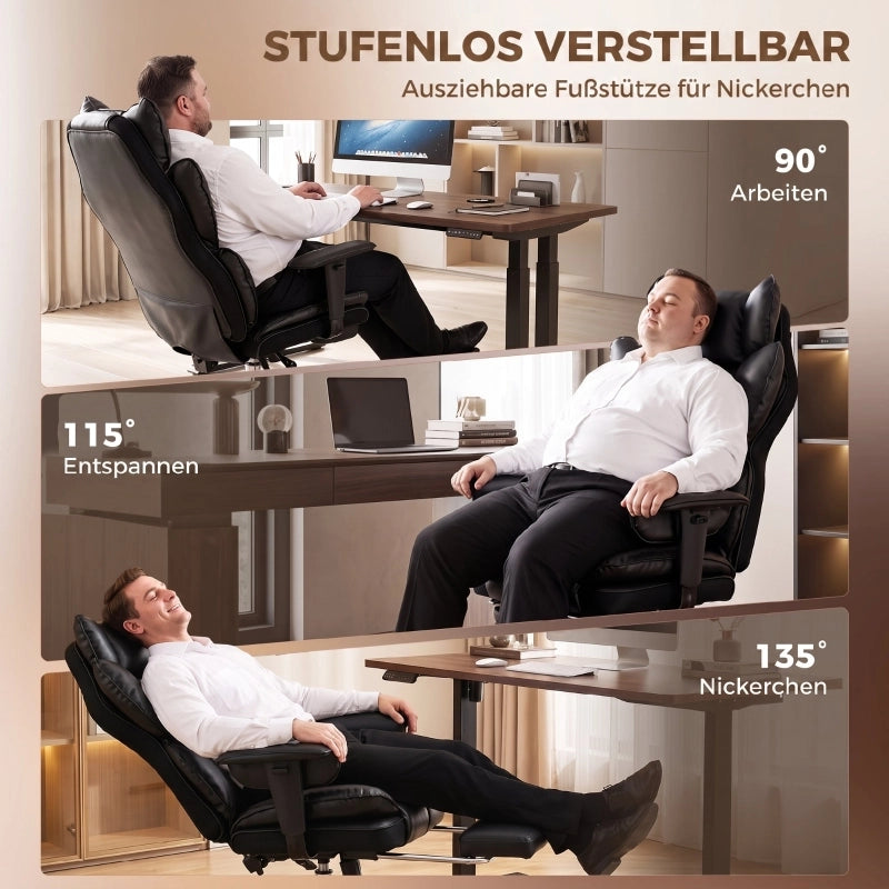 SEDIA UFFICIO Reclinabile 62 cm Similpelle Nera