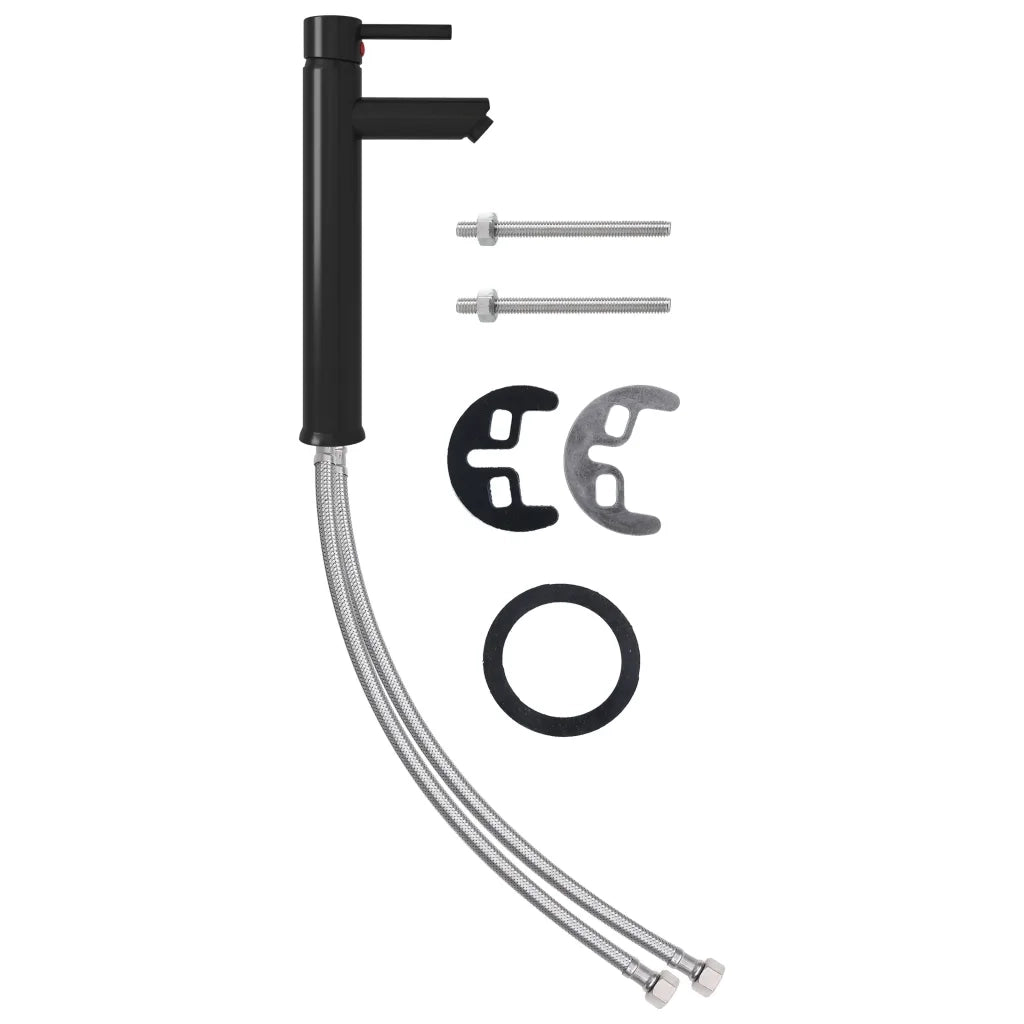 Lavandino con Rubinetto e Piletta in Vetro Temperato Marrone 3098455