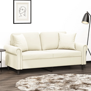 Divano a 2 Posti con Cuscini-Sofa 2 Posti con Cuscini Crema 140 cm in Velluto 495567