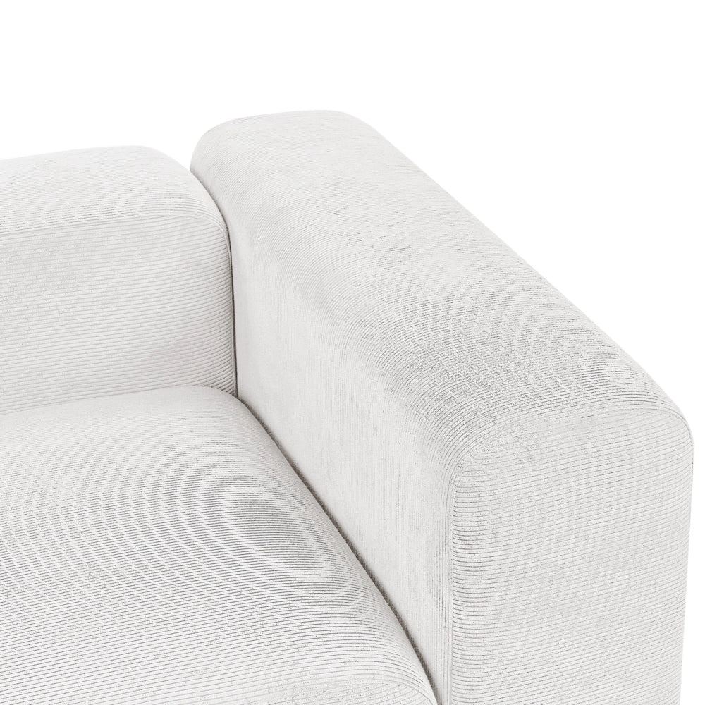Divano componibile a 3 posti rivestito con velluto bianco stile moderno