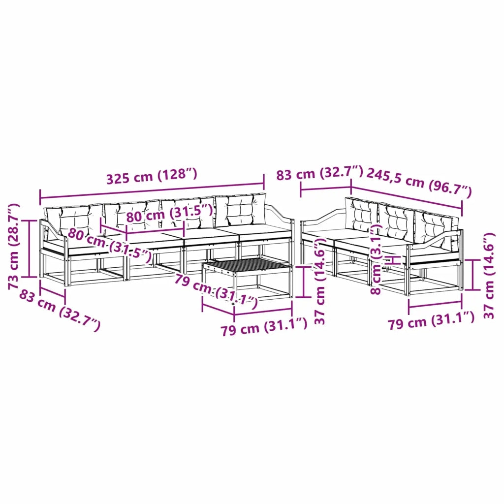 Set di divani da esterno 7 pz Bianco e Beige 3386182