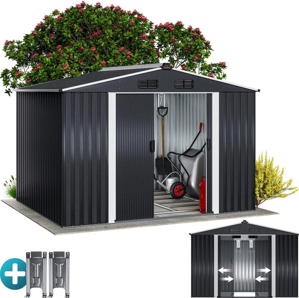 ® Casetta per Attrezzi da Giardino Capanno in Metallo da Esterno 5m² con Base 260x205x180cm Capannone XXL