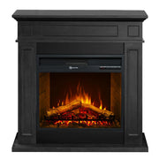 Camino elettrico caminetto da terra JEFFERSON in legno Nero L 89,5 x H90,5 x P28