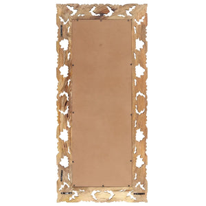 Specchio Intagliato a Mano 110x50 cm in Legno Massello di Mango