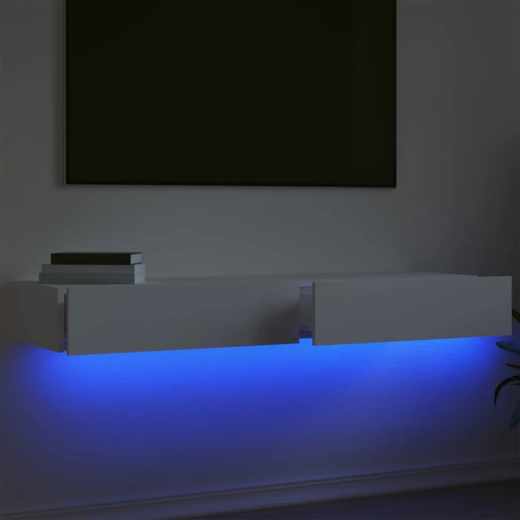 Mobili Porta TV con Luci LED 2pz Bianchi 60x35x15,5 cm 842887