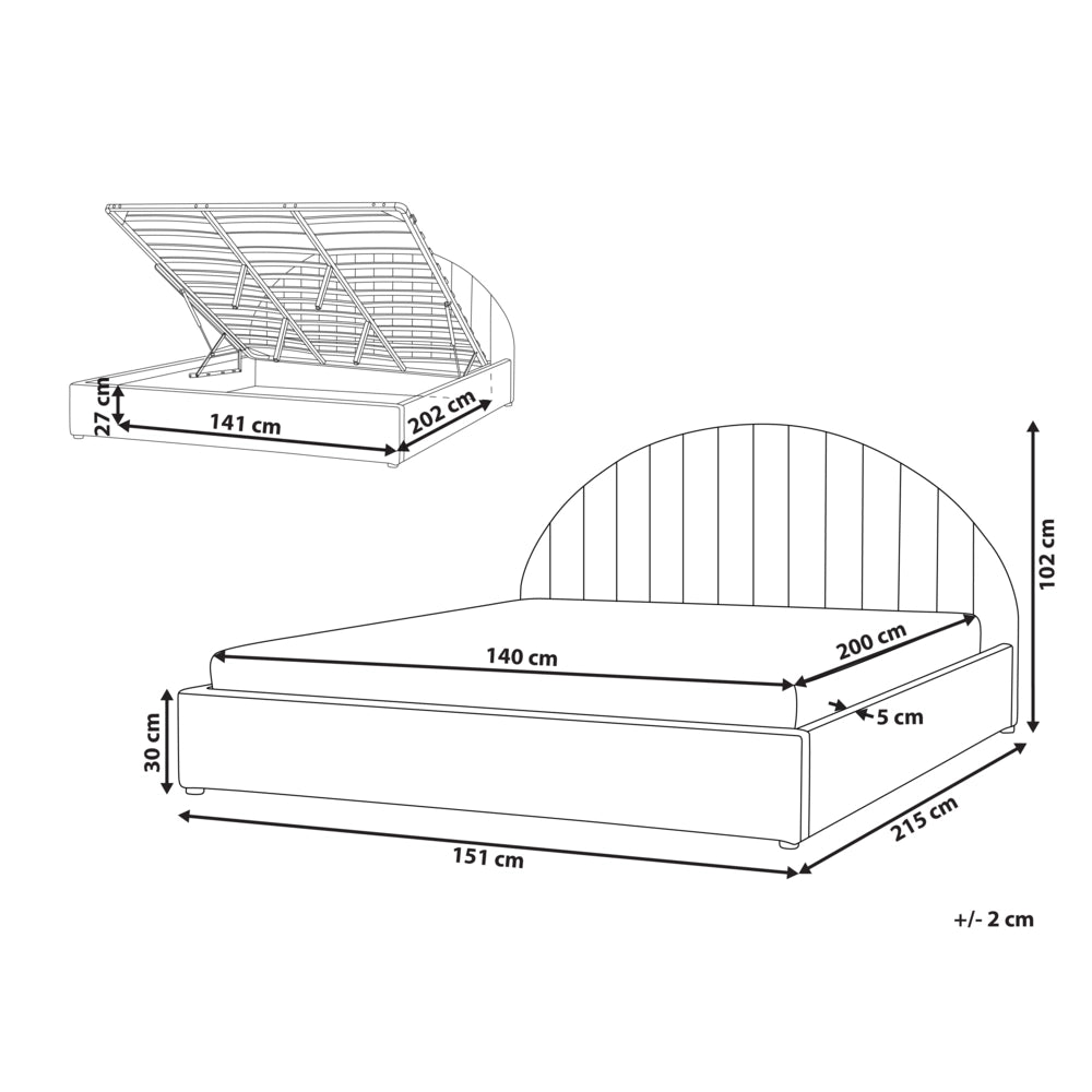Letto minimalista con contenitore 140 x 200 cm in bouclé stile moderno con testiera rosa pesca