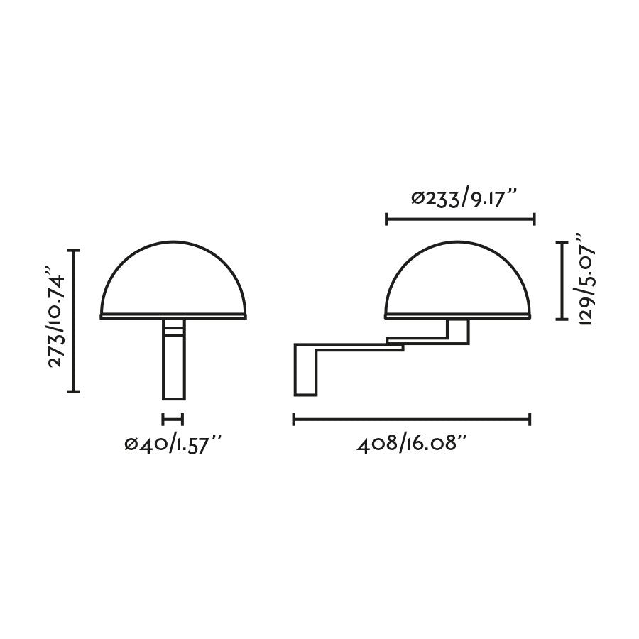 DOME Applique nera con braccio orientabile