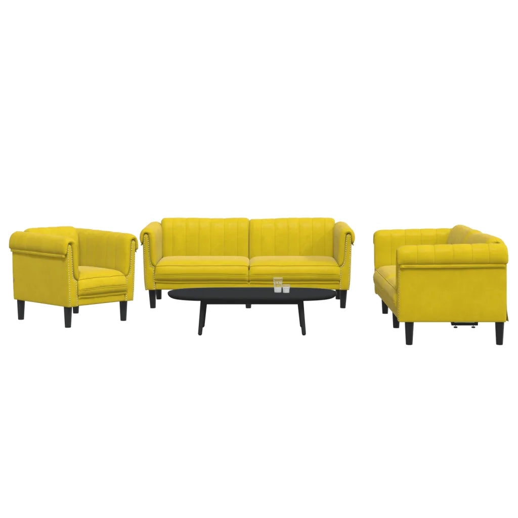 Set di Divani 3 pz Giallo in Velluto 3209215
