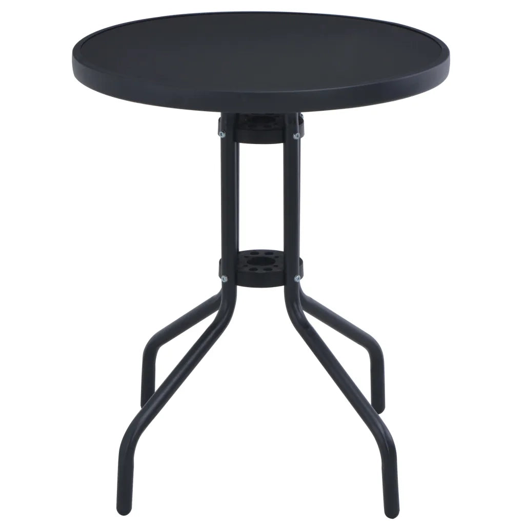 Tavolo da Giardino Nero 80 cm in Acciaio e Vetro cod mxl 34254