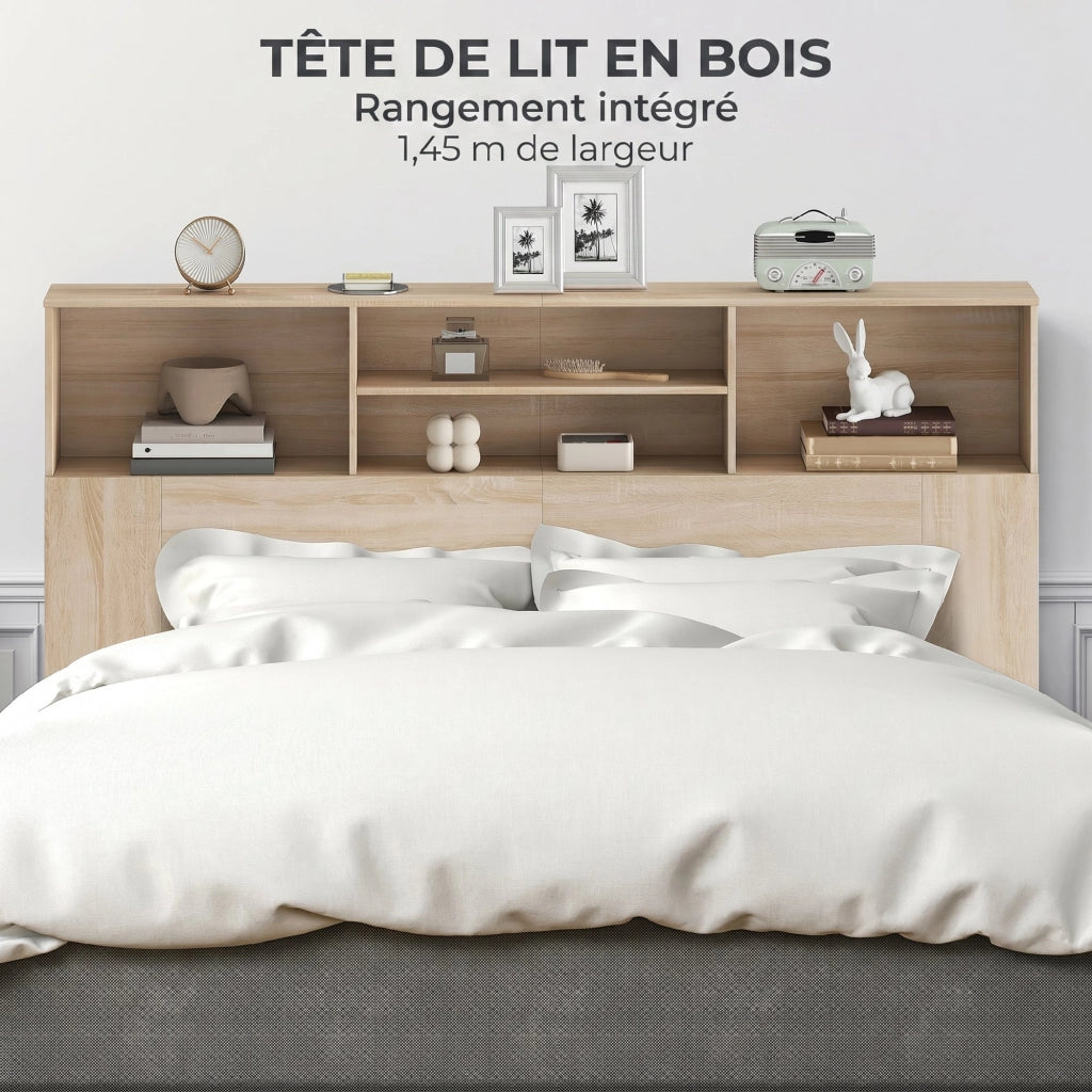 Testiera con cassetti ¨C Zephmum ¨C Legno naturale 160x108 cm