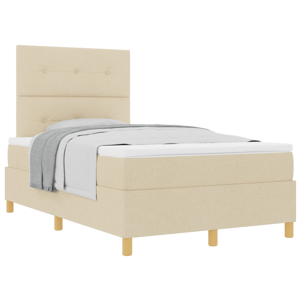 Letto con Box Spring e Materasso Panna 120x200 cm Tessuto