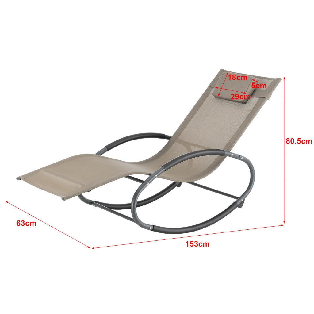 Sedia da giardino rimovibile acciaio e tessuto 153 x 63 x 81 cm beige 03_0009460