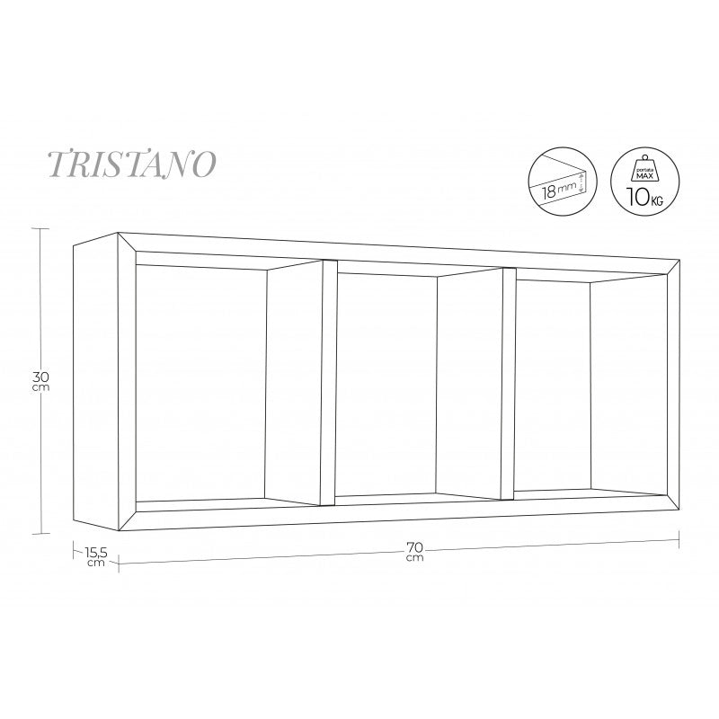 Mensola da Muro, Libreria Sospesa, Libreria da Parete, Scaffale da Parete, Giallo Canarino, 70x30 p15,5 cm - Tristano