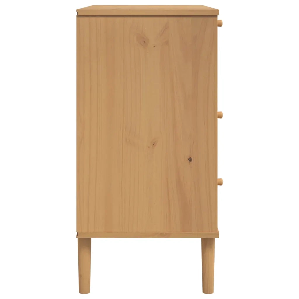 Cassettiera SENJA Aspetto Rattan Marrone 80x40x80 cm Legno Pino 358022