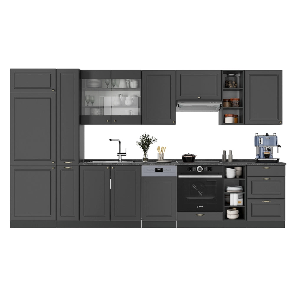 Cucina componibile Fame-Line Oro-antracite rustico/Antracite 355 cm, PL Marmo Vicco