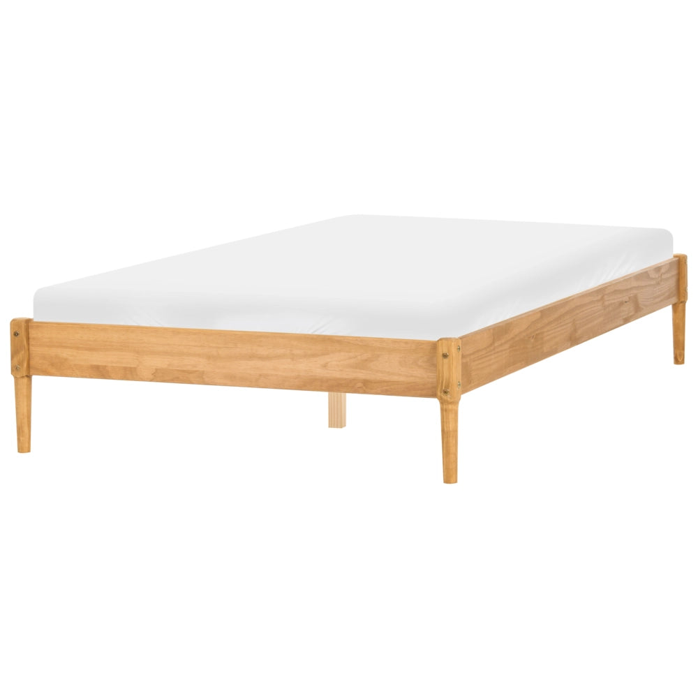 Letto matrimoniale in legno con rete a doghe in pino, senza testiera 140 x 200 cm marrone chiaro stile scandinavo naturale