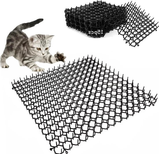 15 pezzi di gatto mat con spine - barriera per animali contro gatti e altri animali - difesa gatti per giardino - lepri e uccelli - rete spinosa
