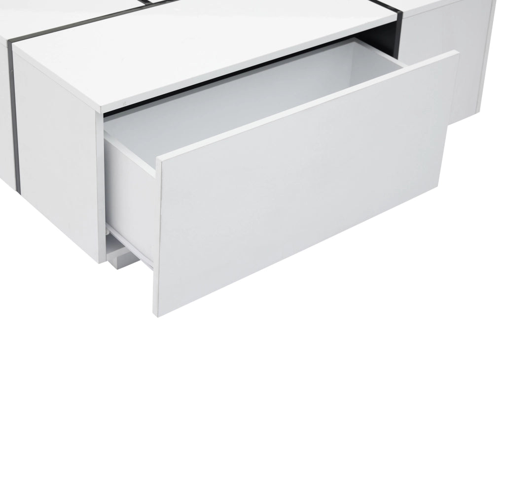 Tavolino da caffè bianco e nero 100x60x40 cm con 4 cassetti