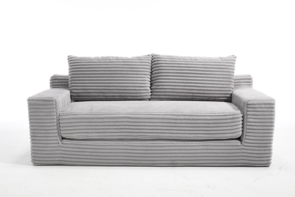 Divano letto compatto 2 in 1 in tessuto a coste grigio chiaro con schiuma memory