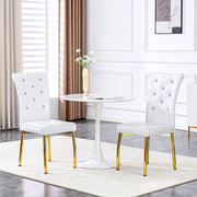 Set 2 Sedie da Pranzo Retr¨° Imbottite ¨C MINIMAL ¨C Similpelle Oro con Gambe in Metallo Dorato