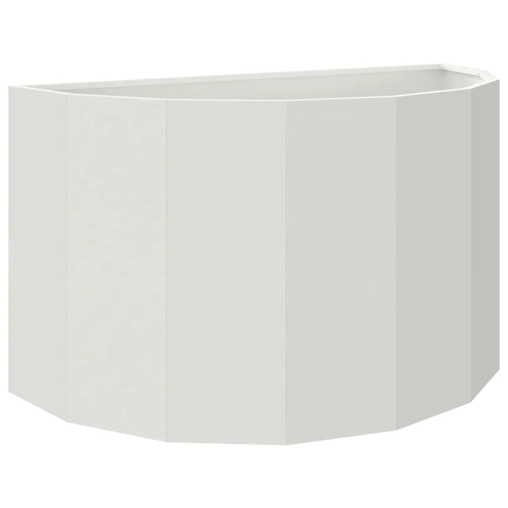 Fioriera semicircolare moderna da esterno 90 x 45 x 50 cm design chic in acciaio bianco 02_0052951