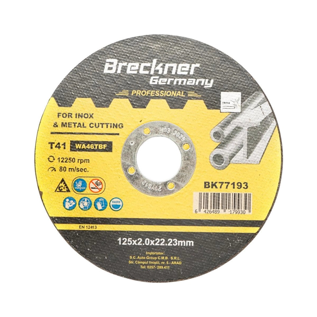10 Dischi da Taglio T41 125x2.0x22mm Acciaio INOX Ferro Metallo Disco Flessibili per Smerigliatrice Angolare Mola Taglio Breckner Germany