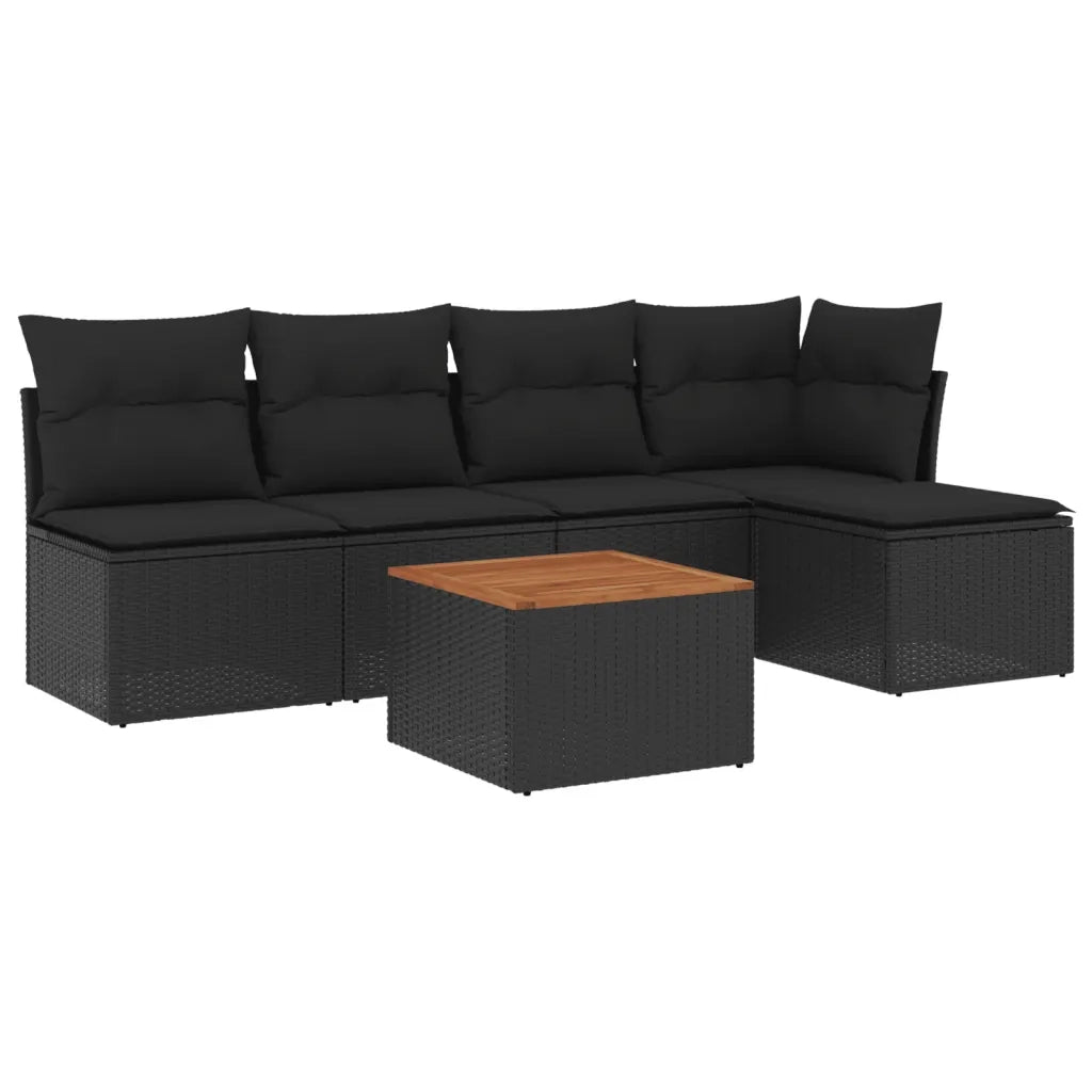 Set Divano da Giardino 6 pz con Cuscini Nero in Polyrattancod mxl 92959