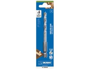 PUNTA RETTIFICATA PER LEGNO ATTACCO 1/4 ESAGONALE 05008- - ø mm.8x117 - in blister - 5 blister KRINO