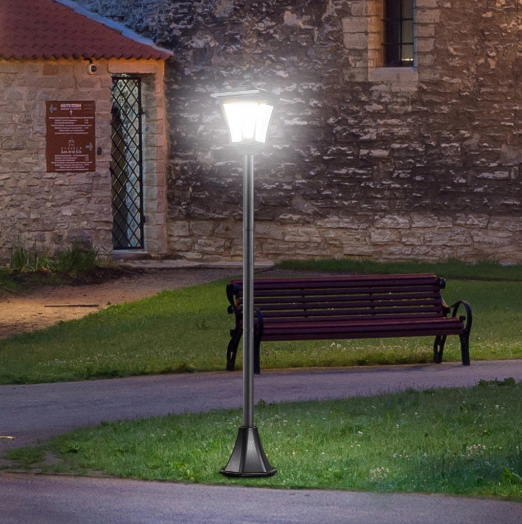 Lanterna solare da giardino a LED nera con picchetto, 29 lumen, 120 cm