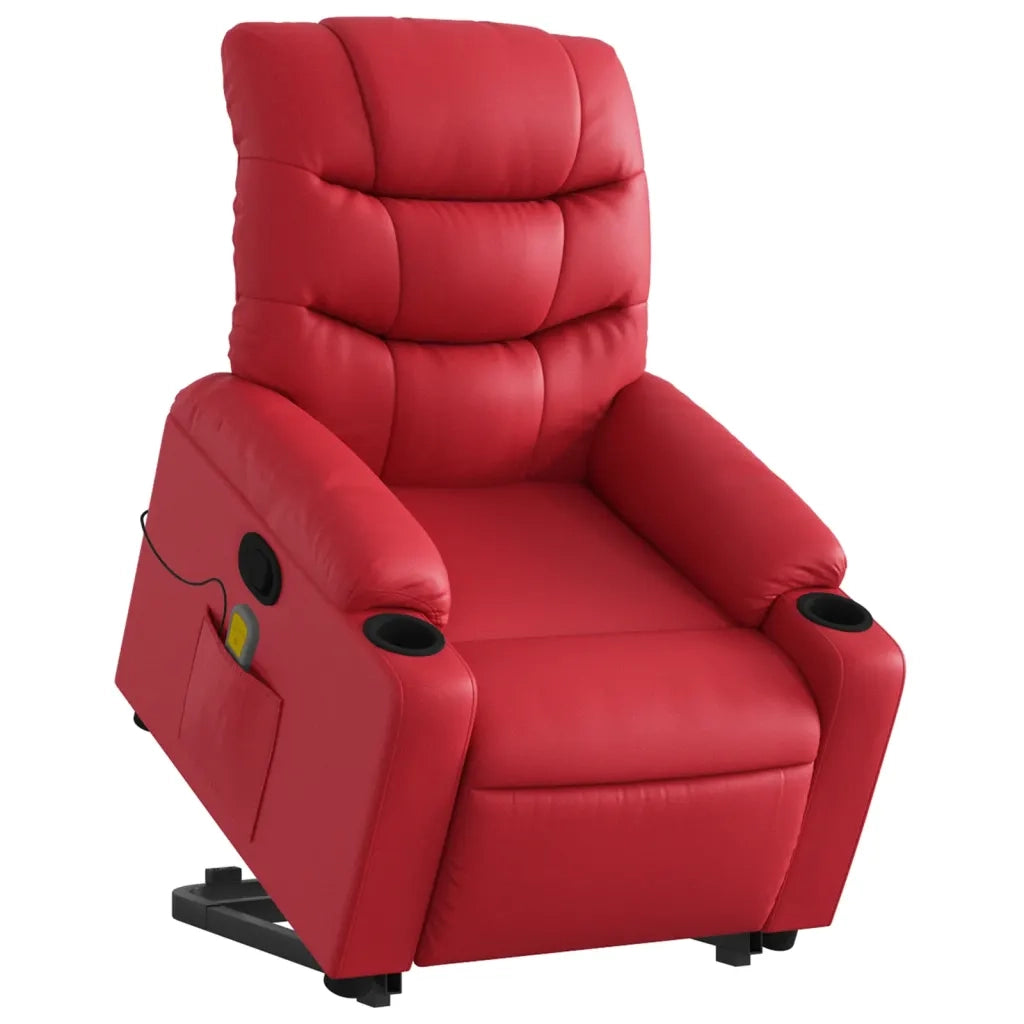 Divano Sedia-Poltrona Alzapersona Reclinabile Massaggio Rosso in Similpelle 306603