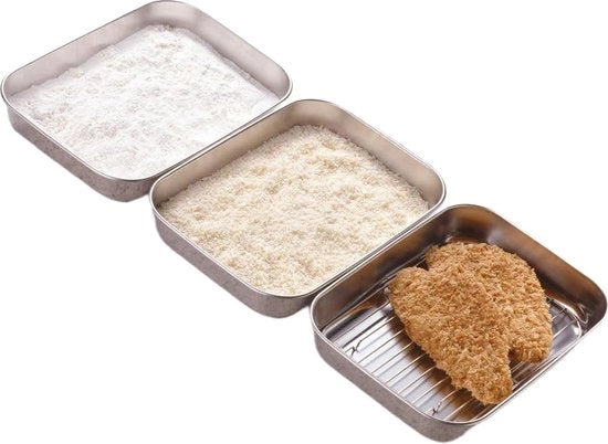 Set di teglie per il paneer, 3 pezzi, teglia per paneer in acciaio inossidabile (25 cm x 19 cm x 5 cm), strumento per il paneer, pentola rettangolare in acciaio inossidabile per la cottura di carne e pesce.