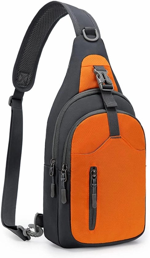 Borsa da Spalla per Uomo e Donna, con Molteplici Compartimenti, Leggera e Pratica per Escursioni, Ciclismo, Viaggi e Campeggio (Arancione)
