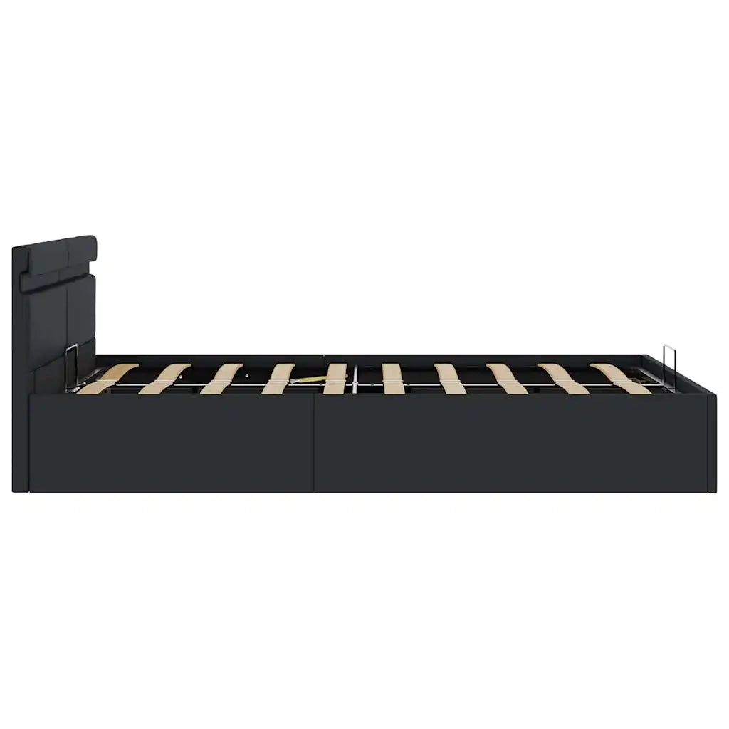 Giroletto Contenitore Idraulico LED Nero Similpelle 120x200 cm 285542