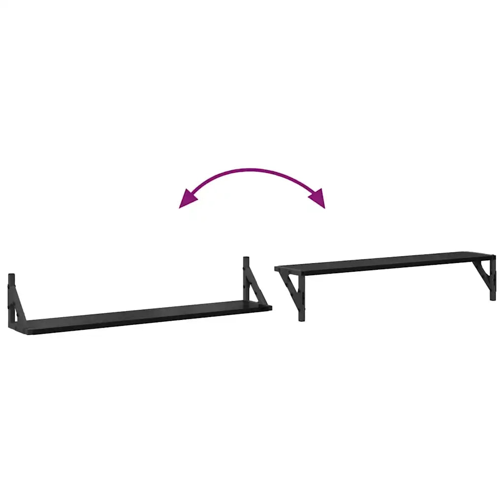 2 pz Scaffali da Parete | Mensola sospesa Rovere Nero 80 x 15 x 15,5 cm