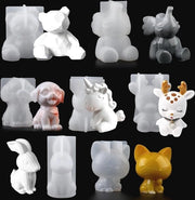 Set di Silicone per Modellazione 3D di Animali - Unaico, Coniglio, Cervo, Cucciolo, Cane e Elefante
