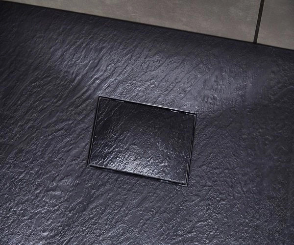 Piatto doccia in resina 90x160 cm effetto pietra colore nero CUBA