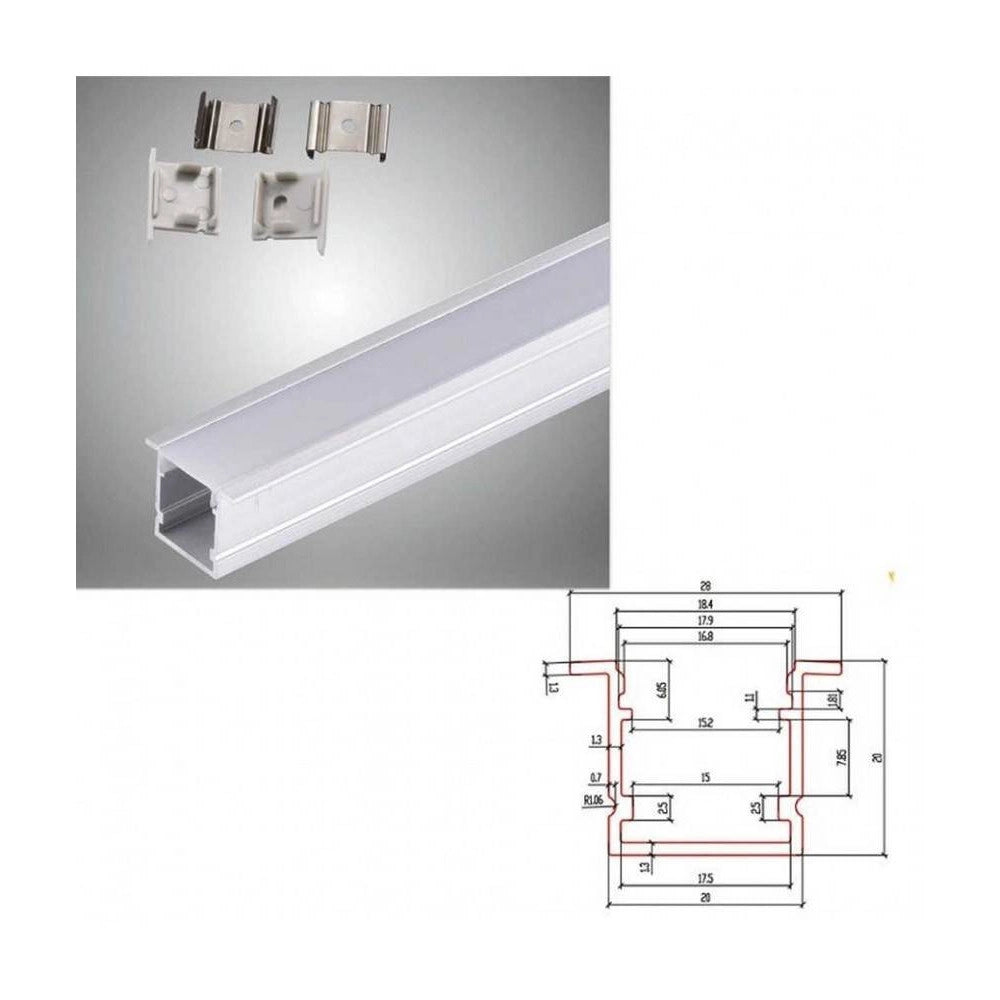 Trade Shop - Profilo In Alluminio Da 2 Mt Incasso Con Copertura Opaca Per Strip Led Al-16 -