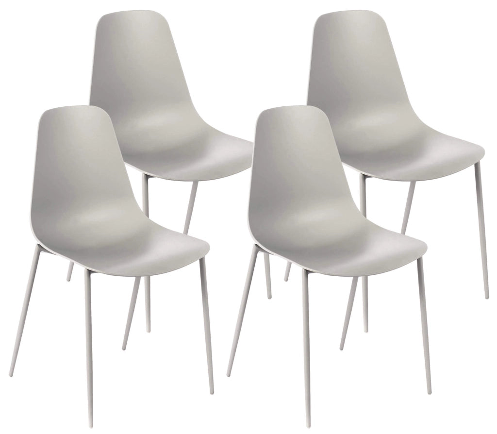 Set 4 Sedie 49x48,5x88 cm in Polipropilene Grigio Chiaro