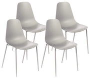 Set 4 Sedie 49x48,5x88 cm in Polipropilene Grigio Chiaro