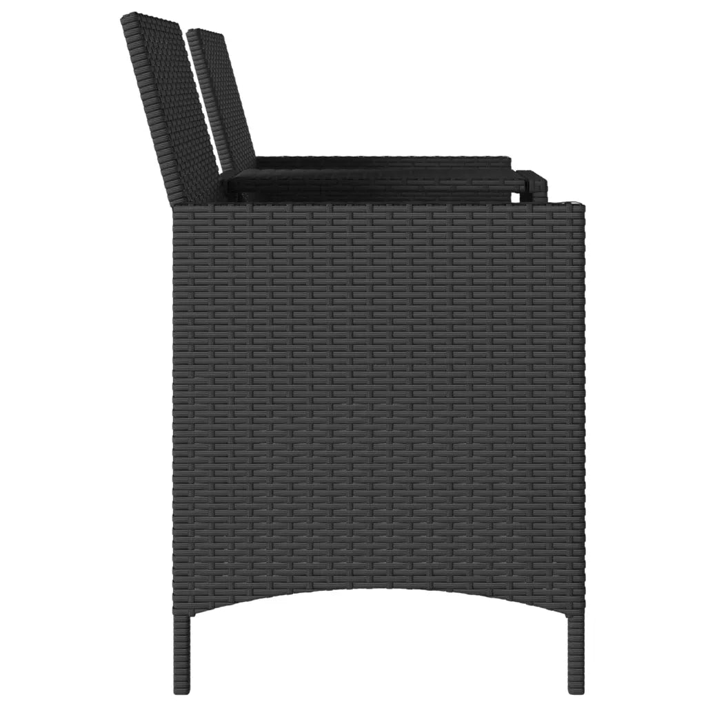 vidaXL Divano da Giardino a 2 Posti Tavolo Cuscini Nero in Polyrattan