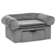 Divano per cani con cassetto 75 cm peluche grigio 02_0000092