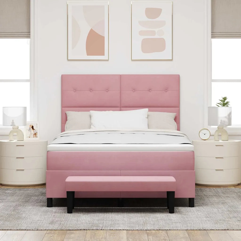 Letto a molle con testiera Rosa 200 x 160 cm Velluto 3344527