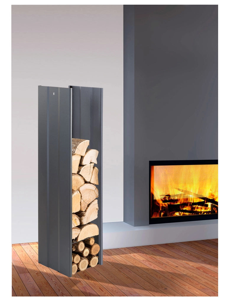 Portalegna 30x27x110 cm Crea Semplice in Acciaio Verniciato Nero