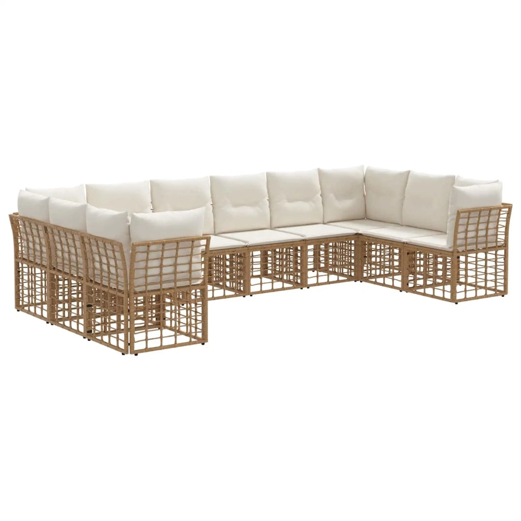 Set di divani da esterno Naturale e Bianco Crema Poliestere 3437554